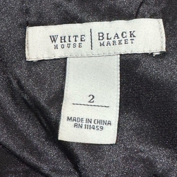 White House Black Market Silk Floral Black and White Maxi Dress Sz 2 - Picture 6 of 6